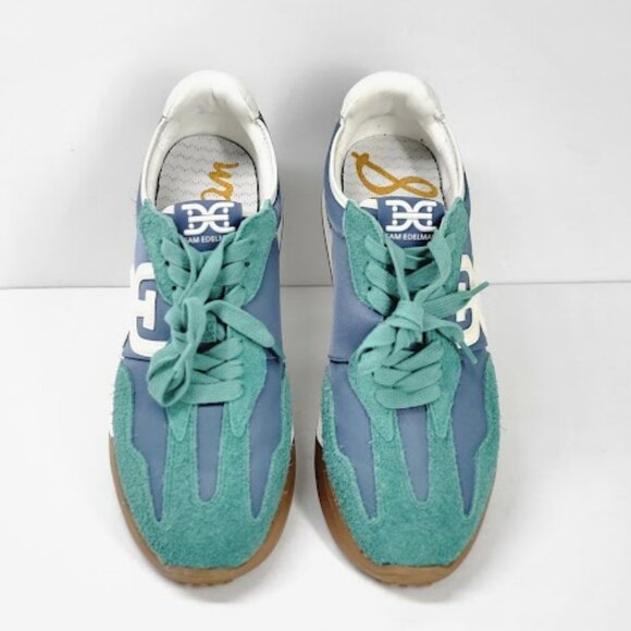 SAM EDELMAN Langley 3 Sneakers Green Blue Suede Leather Women’s 9.5 NWOB - Picture 2 of 8